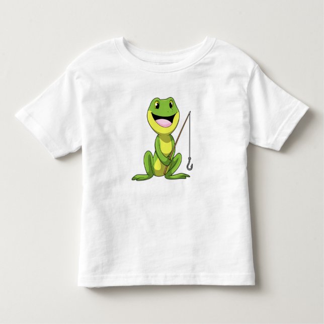 Frog vid fiske med fiskstav t shirt (Framsida)