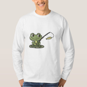 Frog vid fiske med fiskstav t shirt