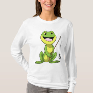 Frog vid fiske med fiskstav t shirt