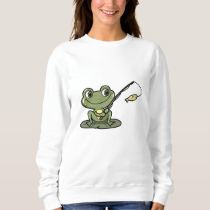 Frog vid fiske med fiskstav t shirt