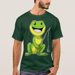 Frog vid fiske med fiskstav t shirt