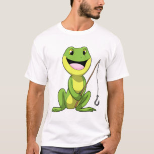 Frog vid fiske med fiskstav t shirt