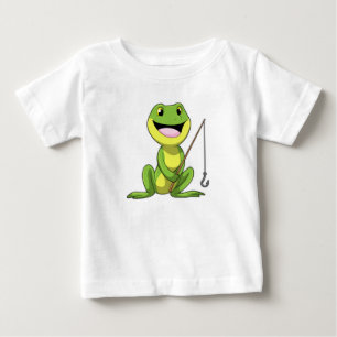 Frog vid fiske med fiskstav t shirt