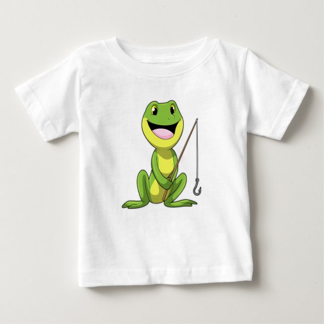 Frog vid fiske med fiskstav t shirt (Framsida)