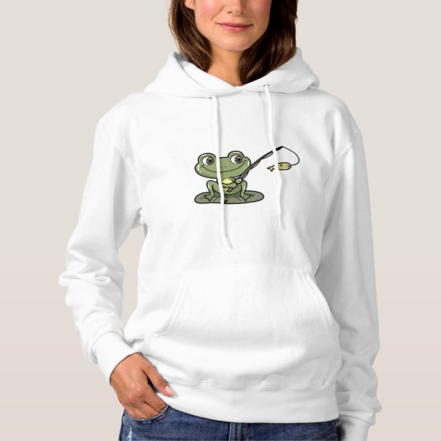 Frog vid fiske med fiskstav t shirt (Framsida)