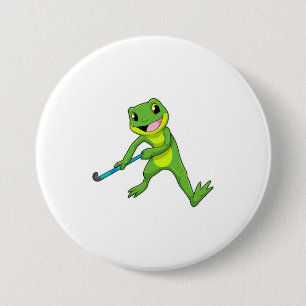 Frog vid Hockey med Hockey fladdermus Knapp
