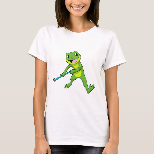 Frog vid Hockey med Hockey fladdermus T Shirt (Framsida)