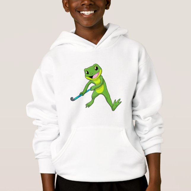 Frog vid Hockey med Hockey fladdermus T Shirt (Framsida)
