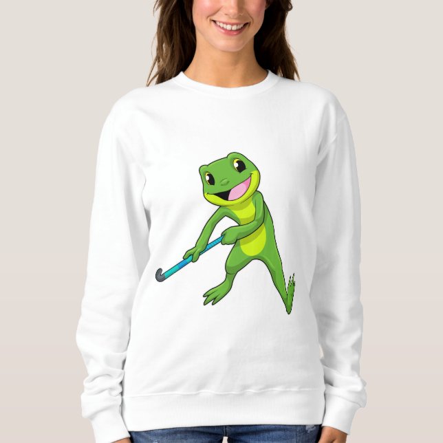 Frog vid Hockey med Hockey fladdermus T Shirt (Framsida)
