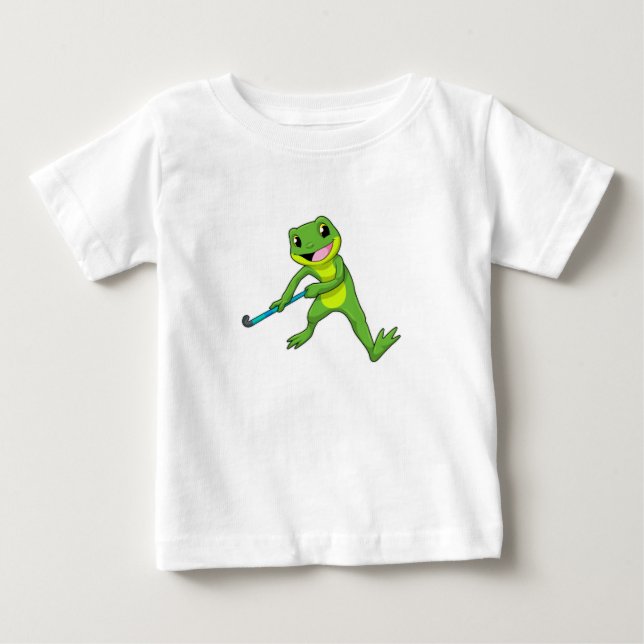 Frog vid Hockey med Hockey fladdermus T Shirt (Framsida)