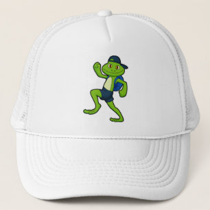 Frog vid körning med ryggsäck och hatt keps