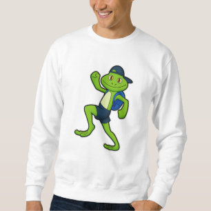 Frog vid körning med ryggsäck och hatt lång ärmad tröja