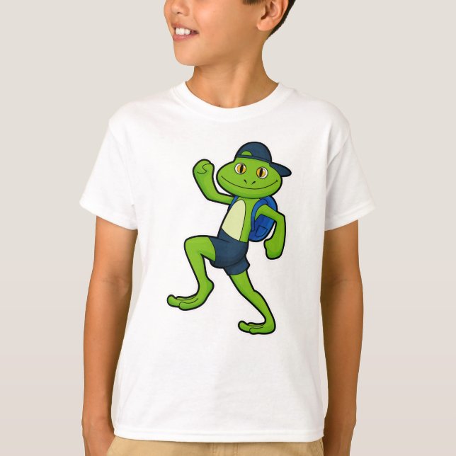 Frog vid körning med ryggsäck och hatt t shirt (Framsida)