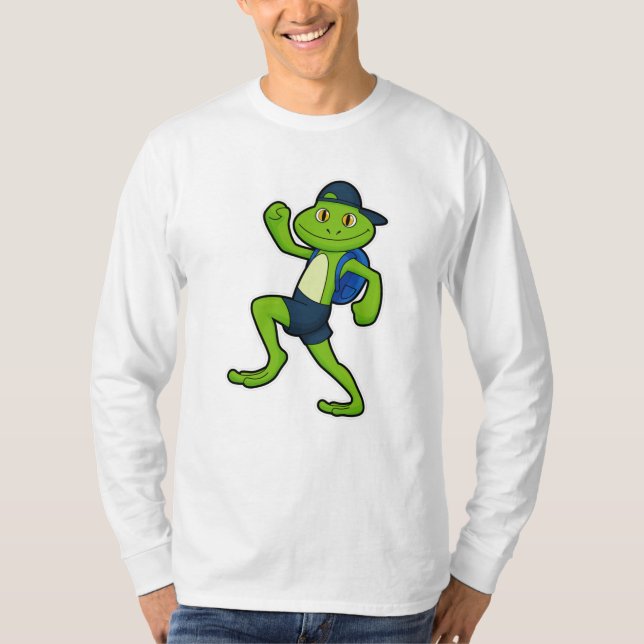 Frog vid körning med ryggsäck och hatt t shirt (Framsida)