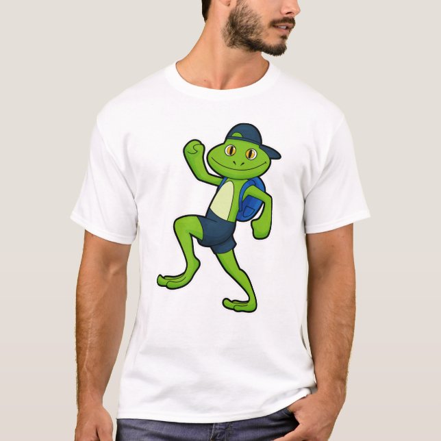 Frog vid körning med ryggsäck och hatt t shirt (Framsida)
