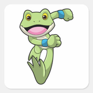 Frog vid löpning med sötband fyrkantigt klistermärke