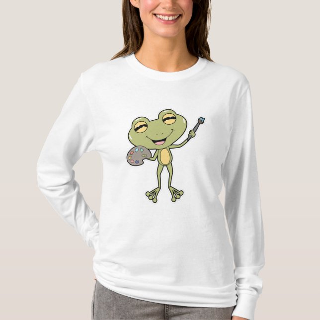 Frog vid målning med pensel och färg t shirt (Framsida)