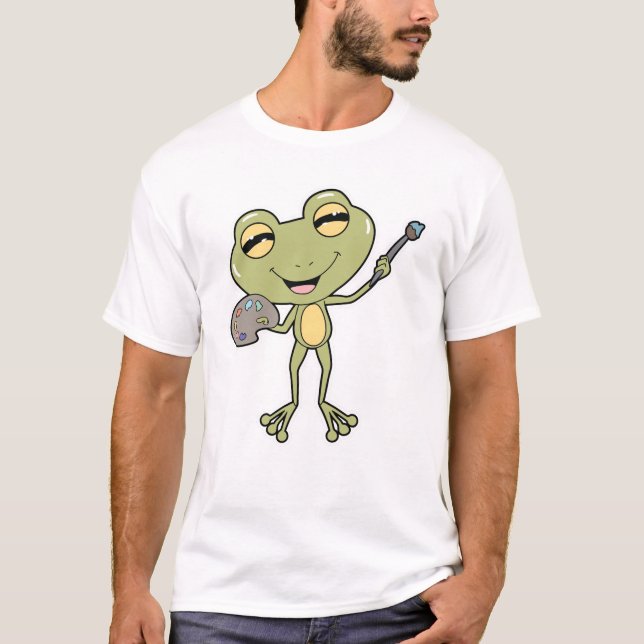 Frog vid målning med pensel och färg t shirt (Framsida)