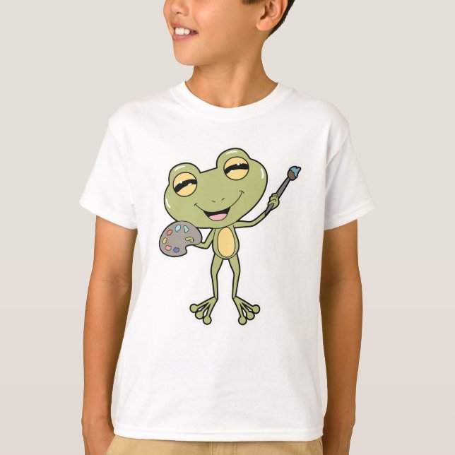 Frog vid målning med pensel och färg t shirt (Framsida)