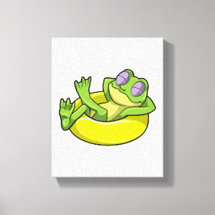 Frog vid simning med Simma ring Canvastryck