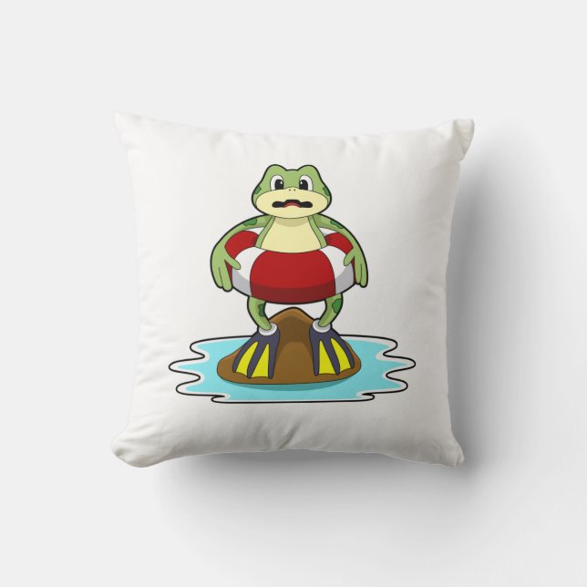 Frog vid simning med Simma ring Kudde (Framsida)