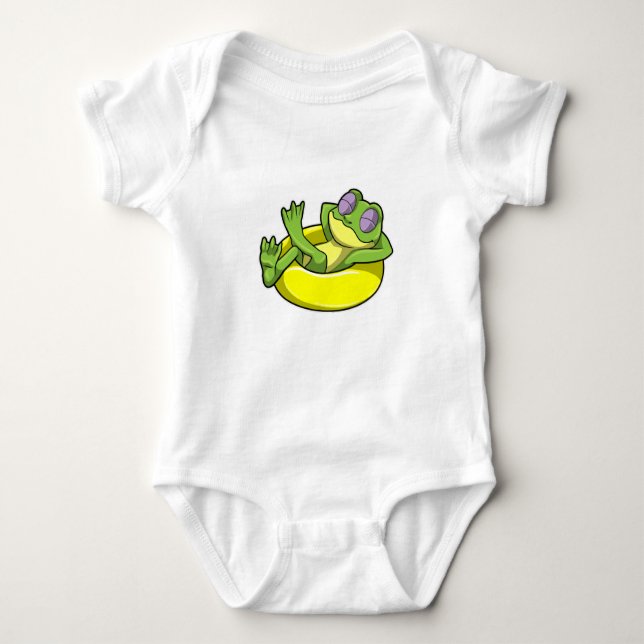 Frog vid simning med Simma ring T Shirt (Framsida)