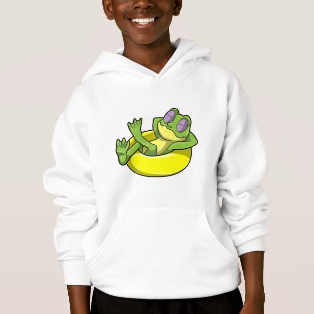 Frog vid simning med Simma ring T Shirt (Framsida)