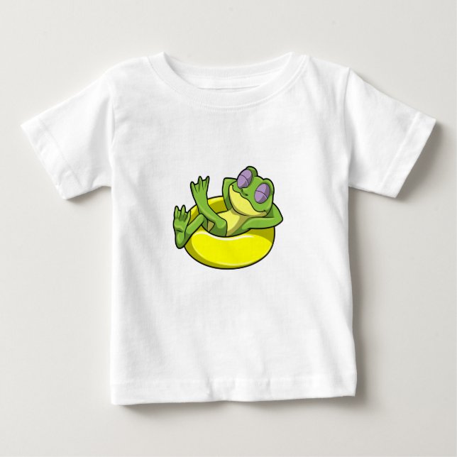 Frog vid simning med Simma ring T Shirt (Framsida)