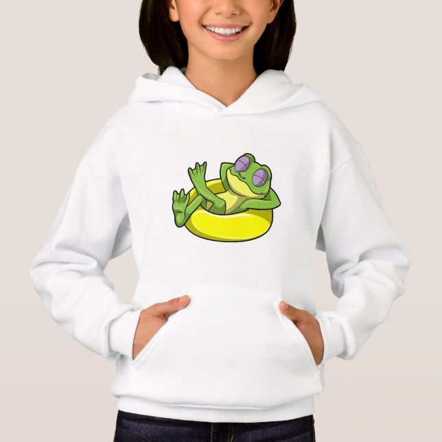 Frog vid simning med Simma ring T Shirt (Framsida)