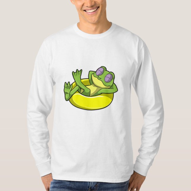 Frog vid simning med Simma ring T Shirt (Framsida)