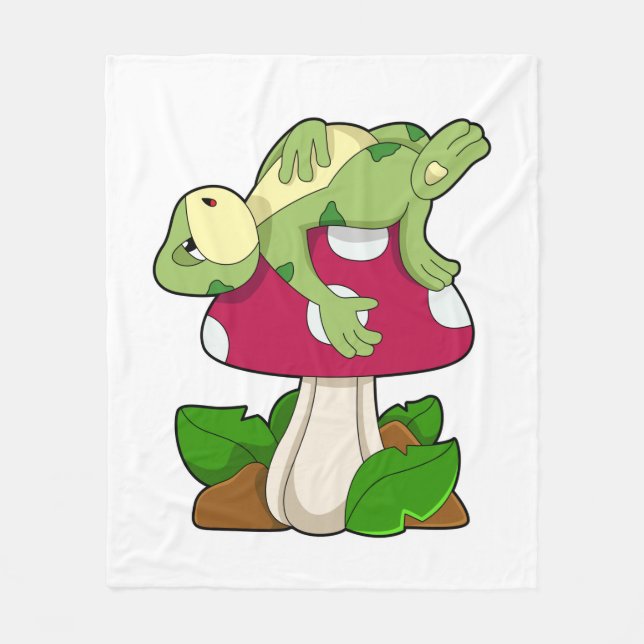 Frog vid Sleeping med Mushroom Fleecefilt (Framsidan)