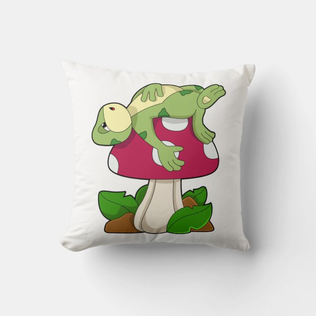 Frog vid Sleeping med Mushroom Kudde (Framsida)