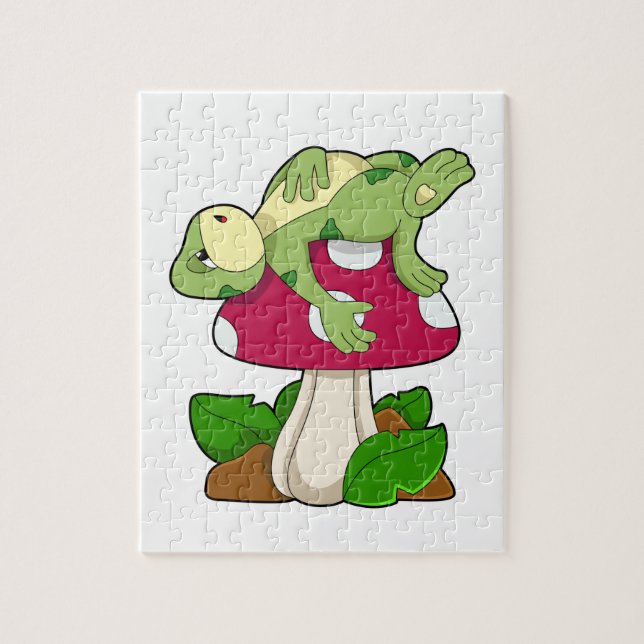 Frog vid Sleeping med Mushroom Pussel (Vertikal)