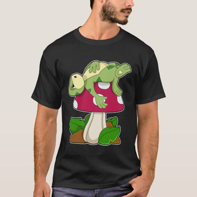 Frog vid Sleeping med Mushroom T Shirt (Framsida)
