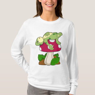 Frog vid Sleeping med Mushroom T Shirt