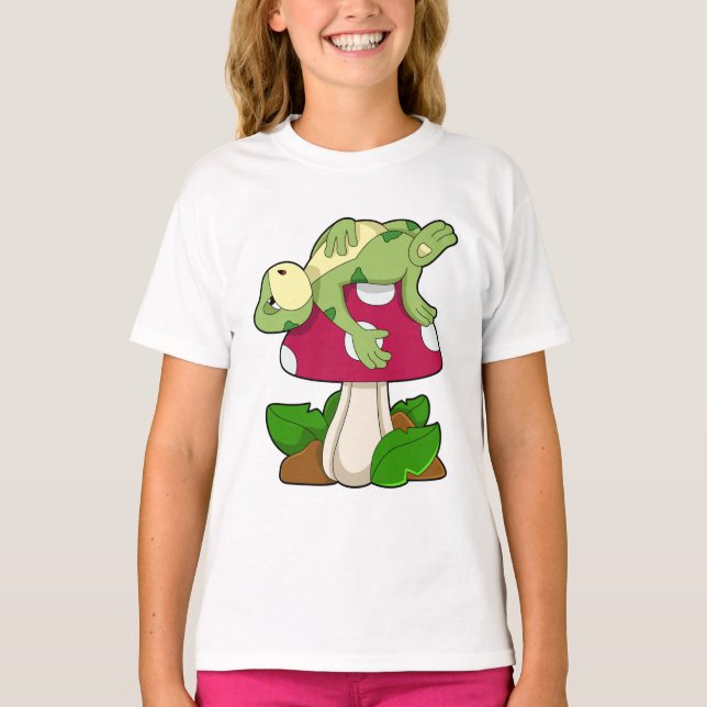 Frog vid Sleeping med Mushroom T Shirt (Framsida)