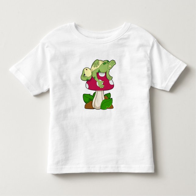 Frog vid Sleeping med Mushroom T Shirt (Framsida)