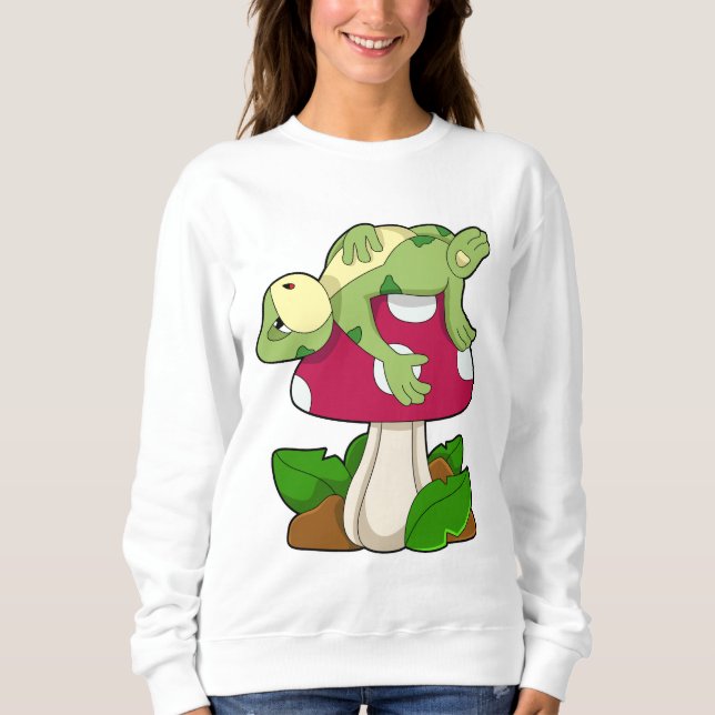 Frog vid Sleeping med Mushroom T Shirt (Framsida)