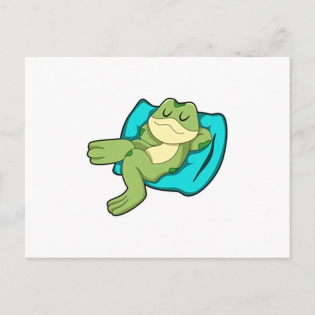 Frog vid sömnad med Pillow Vykort (Framsida)