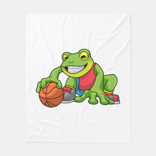Frog vid sport med basket fleecefilt