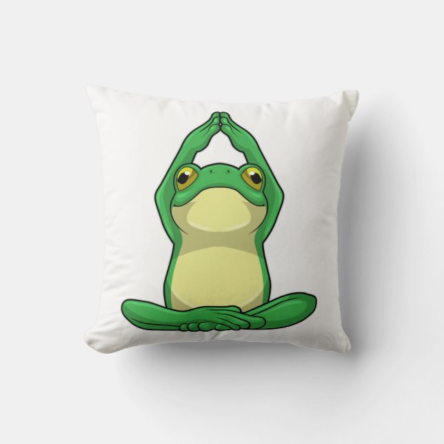 Frog vid Yoga i Kor, baljad Kudde (Framsida)