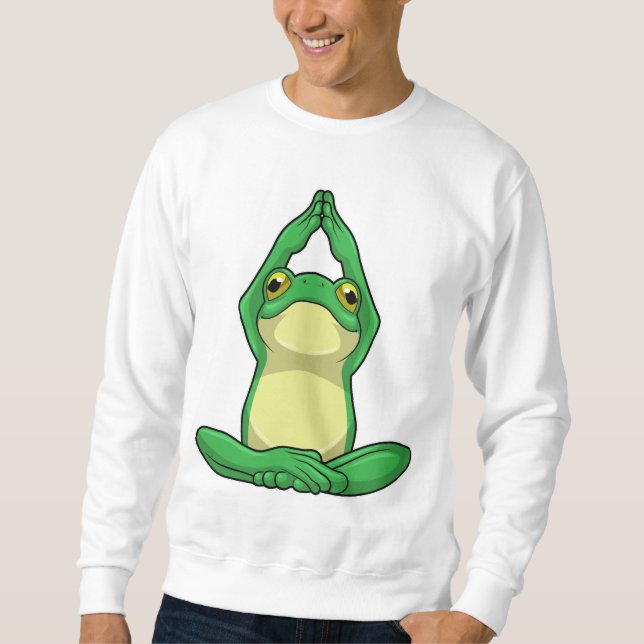 Frog vid Yoga i Kor, baljad Lång Ärmad Tröja (Framsida)