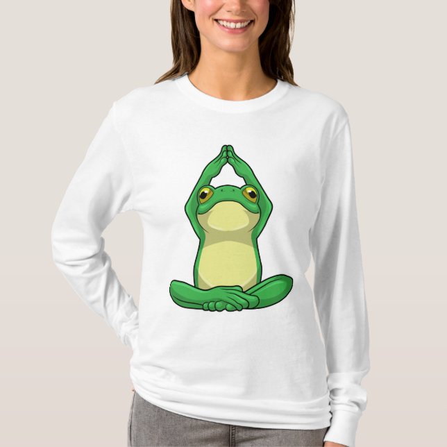 Frog vid Yoga i Kor, baljad T Shirt (Framsida)