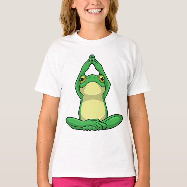 Frog vid Yoga i Kor, baljad T Shirt (Framsida)