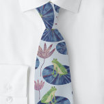 Frog Watercolor Blue Slips<br><div class="desc">Fina vattenfärggrodor sitta på vatten lilja dynor i en ljusblå damm. Perfekt för natur, djur och amfibiskt älskare. Originalkonst av Nic Squirrell.</div>