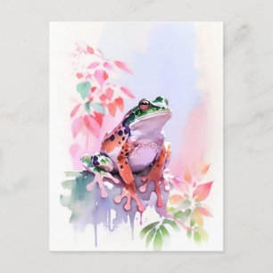 Frog Watercolor Porträtt 2 Vykort