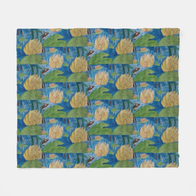 Frog & Waterlilies Fleece Blanket (Framsidan (Horisontell))