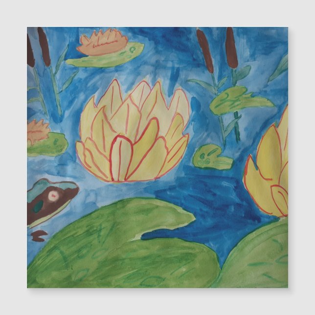 Frog & Waterlilies Magnetic Card (Framsida)