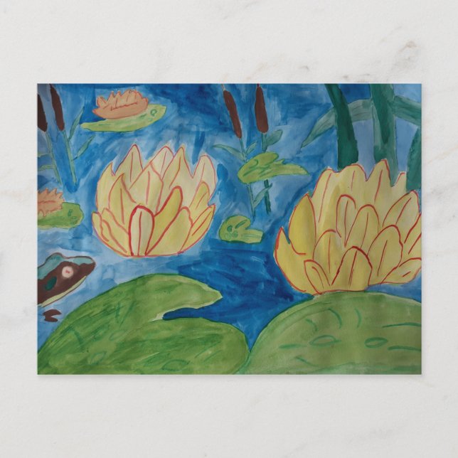 Frog & Waterlilies Postcode Vykort (Framsida)