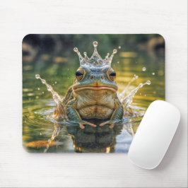 Frog Wearing a Vatten Stänk Krona Musmatta